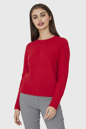Sweater Detalle Punto Calado Rojo Nicopoly