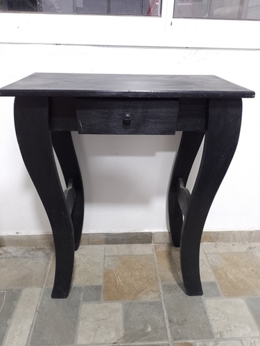 Mesa De Luz / Telefono Patas Curvas Pino Pintada De Negro 