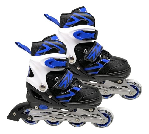 Patins Inline Ajustável Radical Azul E Preto Tam M - Dm Toys