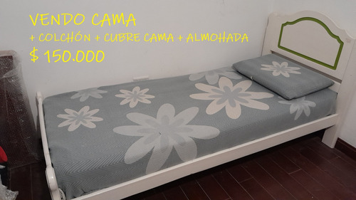 Cama 1 Plaza + Colchón + Cubre Cama + Almohada