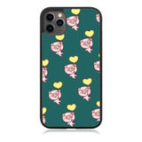 Funda Protector Para iPhone Cerdito Corazon Amarillo Moda