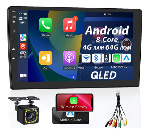 4+64g 10 Pulgadas Coche Estereo Android 10 Gps 2 Din Carplay