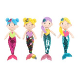 Peluche Sirena Juguete Para Niñas Mermaid Lentejuelas 50cm