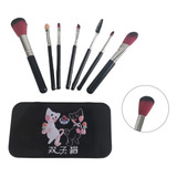 Pincel Kit 7 Peças Mini Maquiagem Infantil Make Blush Estojo