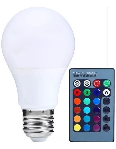 Lampada Bulbo Led Rgb 7w Com Controle Bivolt Multi Cor Cor Da Luz Branco-frio 110v/220v