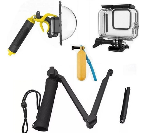 Kit P Gopro Hero 8 Black Estanque Dome Tripé 3 Way Flutuador