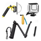 Kit P Gopro Hero 8 Black Estanque Dome Tripé 3 Way Flutuador