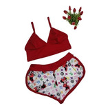 Pijama Mujer Short Y Top Minnie Piel De Durazno