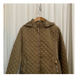 Campera Matelasse Marrón Claro Con Piel Y Capucha / Yd / Xl