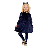 Vestido Infantil Manga Longa Inverno Meninas Princesa Rodado