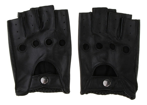 Guantes Cortos De Piel Sintética Para Hombre, Medio Dedo,