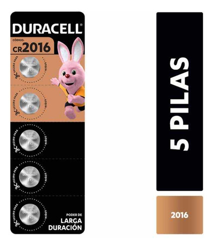 Pack Tira 5 Pilas Botón Duracell Cr2016