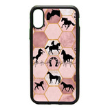 Funda Protector Para iPhone Caballos Rosa Vaquera Herradura