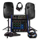 Combo Deluxe Consola Potencia+bafles15''+mic+auric+pie+cable