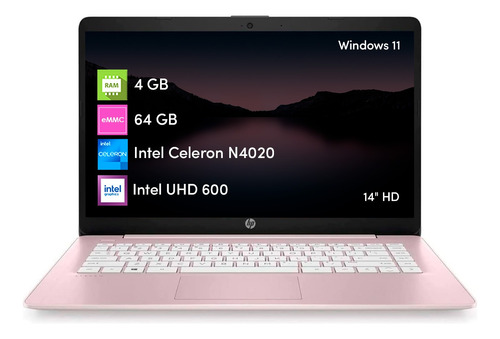 Notebook Hp Stream Intel Celeron 4gb 64gb 14 Hd Win11 Rosado
