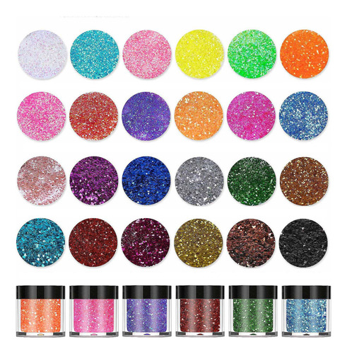 24 Lentejuelas Glitter Purpurina Decoración Uñas Ojos Cuerpo