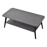 Mesa De Centro Rectangular Minimalista De Dos Niveles Color Gris