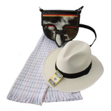 Combo Sombrero Aguadeño Poncho Paisa  Carriel Hombre Y Mujer