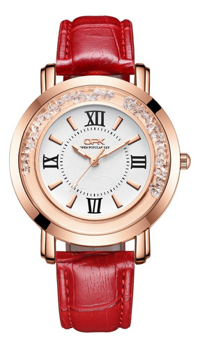 Reloj De Pulsera Esfera Grande De Oro Rosa Gama Alta Mujer