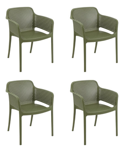 Combo 4 Cadeiras De Jantar Gabriela Verde Oliva Tramontina
