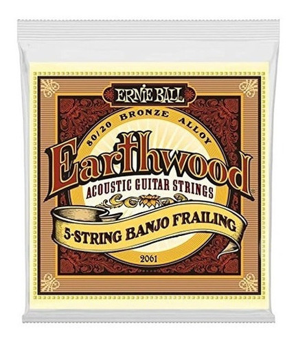 Corda Ernie Ball 010 Earthwood 80/20 Bronze Banjo 5 Cordas