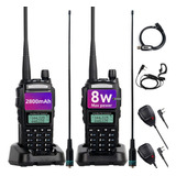 2pz Radios Walkie Talkies 8w Uhf Vhf Fm 2800mah & Cable Usb