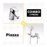 Combo Set Grifería Baño Piazza Dot Lavatorio Bajo Y Ducha