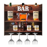 Bar De Parede Rústico Porta Taças Porta Copos Whisk Bebidas