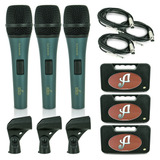 Kit 3 Mics Dinâmicos Arcano Platinum-s88 Xlr-p10 + 1 Am-f1