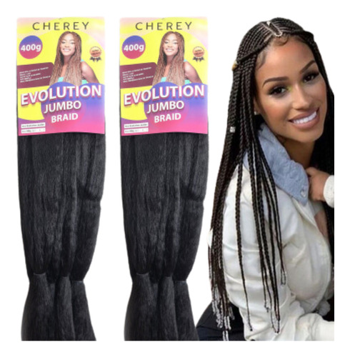 Cabelo Sintético Para Trança Jumbo 2 Pacotão 800gr + Aneis