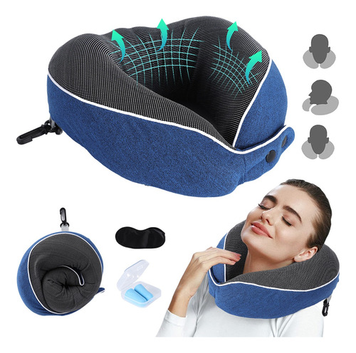 Cojín De Cuello Cómodo, Almohada Viaje Espuma Viscoelástica