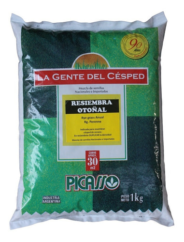 Cesped Resiembra Otoñal 5kg Ryegrass Anual Y Perenne Picasso