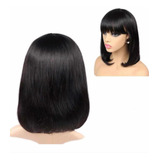 Peruca Wig Cabelo Humano Chanel Com Franja+ Brindes