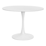 Mesa Saarinen Tulipa Redonda 120cm Tampo Madeira Branca Sala