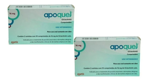 Apoquel Cães 16 Mg - 2 Caixas Com 20 Comp. (registro Mapa)