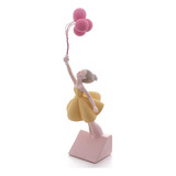Estatua Decorativa Menina Com Balões Para Escritorio Estante