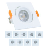 Kit 10 Mini Spot Embutir Teto Led Quadrado 3w Quente