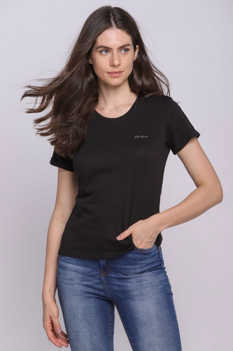 Camiseta Feminina Logo Manúscrito Polo Wear Preto