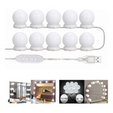 Kit Luz Camarim 10 Lâmpadas Autocolantes Espelho Maquiagem Cor Branco 110v/220v