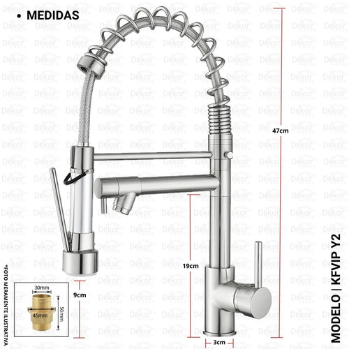 Torneira Cozinha Gourmet Monocomando De Mesa Inox Escovado Cor Cinza