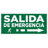 Cartel Salida Emergencia Flecha Derecha 14x30 Alto Impacto