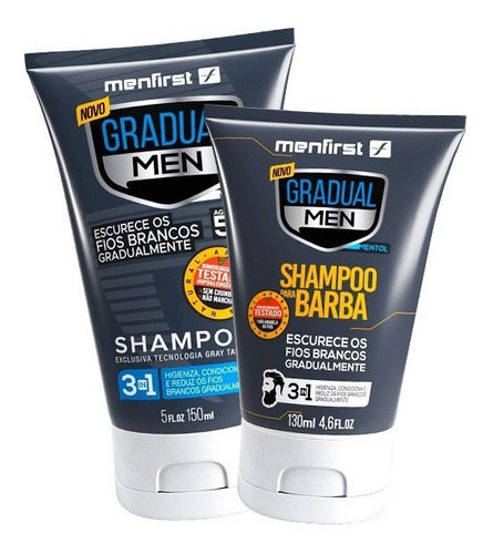 Combo Shampoo Gradual Men | Kit Escurecedor Cabelo E Barba