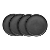 Stone Lain Coupe Stoneware, 4 Platos De Cena, Negro Mate