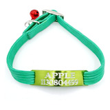 Chapita Gato Verde Manzana + Collar 1 Cm Elastizado Verde 