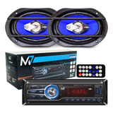 Kit Auto Falante 6x9 110w + Toca Radio Carro Mp3 Player Usb