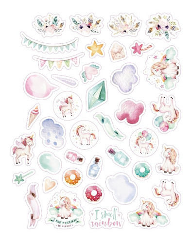 Stickers Unicornio Pack 40 Unidades Ideal Souvenir