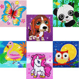 Kits De Pintura Por Diamantes Para Niños Animales 5d 6pz Diy