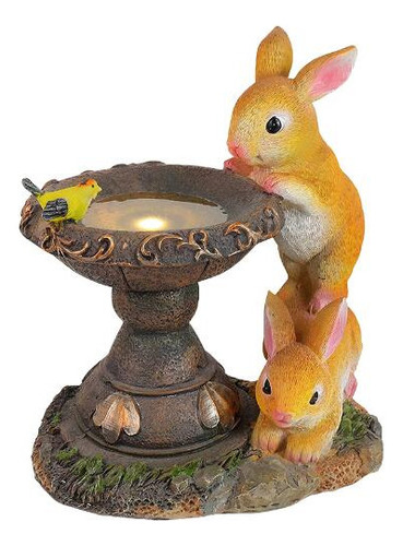 Estatua Solar De Baño De Conejo Y Pájaro, Figura De Animal D