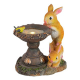 Estatua Solar De Baño De Conejo Y Pájaro, Figura De Animal D