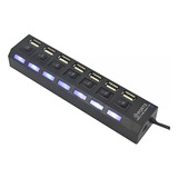 Hub Usb 7 Puertos Multiplicador Extensor Carga Y Datos Color Negro